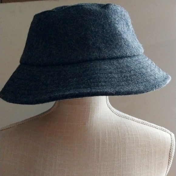 Wool Bucket Hat Structure Gray Black - Picture 2 of 5